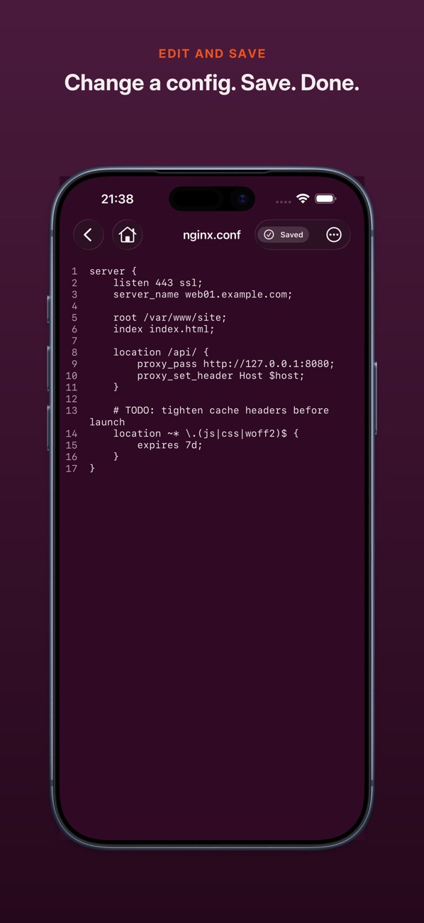 WriteAccess on iPhone: editing a server config file over SFTP